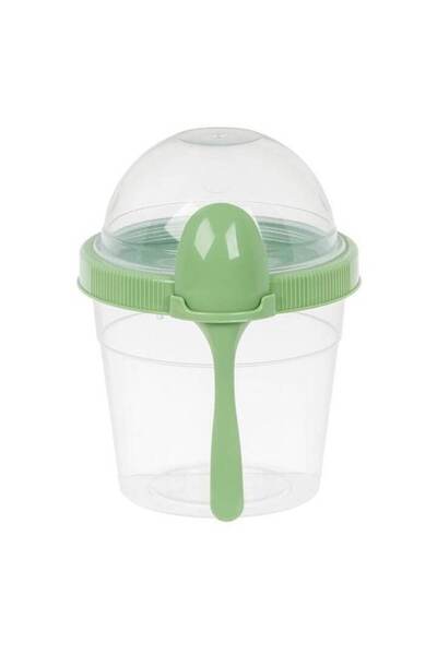 ANTBRO 500 ml take-away plastic container, mint green, integrated spoon