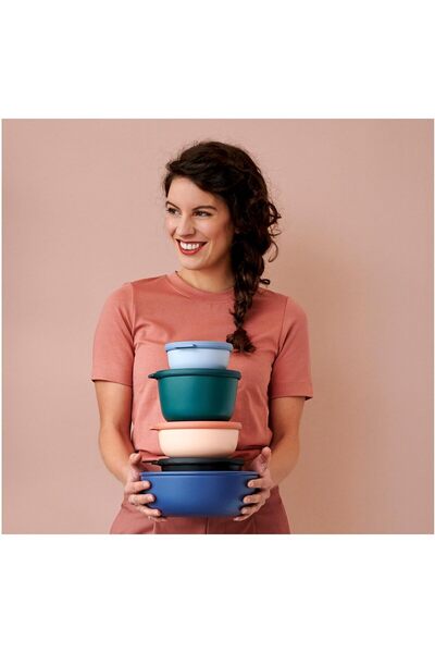 Mepal Cirqula Round Food Storage Container Set, 0.5L/1L/2L - Nordic Sage (3-piece)