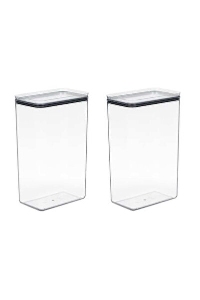 OEM Set 2 pcs, Food storage box, plastic with lid, 4 L, 16.5x10.5x27 cm, transparent