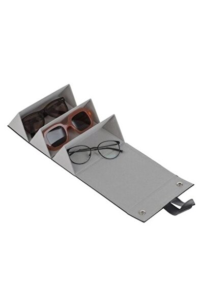 ANTBRO Organizator de ochelari negru, 3 compartimente, 44,7 × 16,8 × ≈4 cm