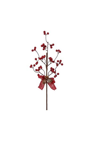 ANTBRO Creangă decorativă de Crăciun cu fructe de pădure roșii, conuri și fun...