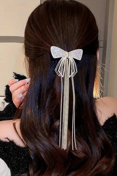 CAŞ DEKORASYON Silver Color Ribbon Stone Vending Machine Buckle