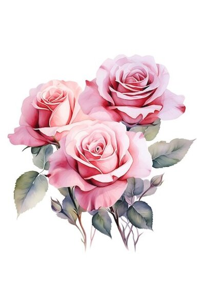 OEM Autocolant ilustrație trandafiri și flori, margini albe, vinil PVC 15 cm