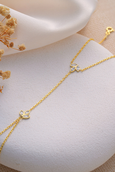 ESSARE 925 Ayar Gümüş Gold Kaplama Lotus Çiçeği Şahmeran Bileklik