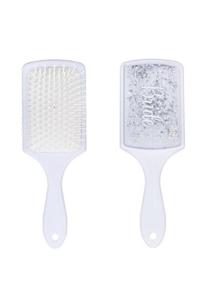 ANTBRO Perie de păr albă „BRIDE” cu sclipici argintiu – Accesoriu de mireasă ...