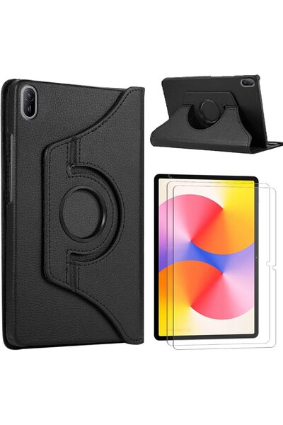 007 [2+1] Moninesta Tempered Glass Screen Protector & 360° Rotating Leather Case for Huawei MatePad SE