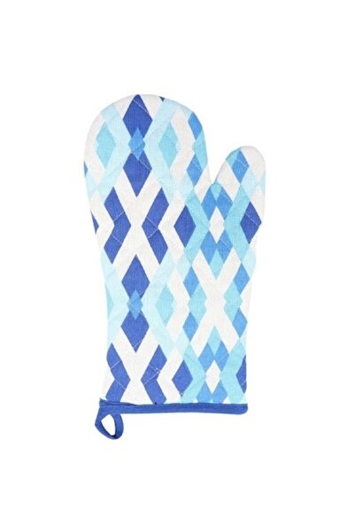 ANTBRO Mănușă de bucătărie pentru cuptor, bumbac/poliester, alb și albastru, 18x32 cm