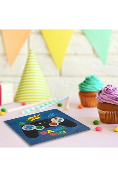 ANTBRO Party Napkins 2-Ply Blue 'Game On' 33x33 cm, 12 pcs