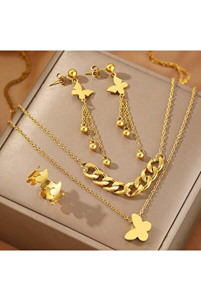 KEVSA Jewelry Set colier, cercei și inel din oțel inoxidabil - LPD1353