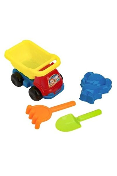 ANTBRO Set de jucării de plajă pentru copii – Camion roșu-galben cu 3 accesor...
