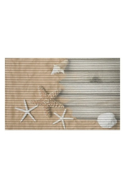 ANTBRO bath mat PVC, non-slip, marine pattern, beige, 48 x 80 cm