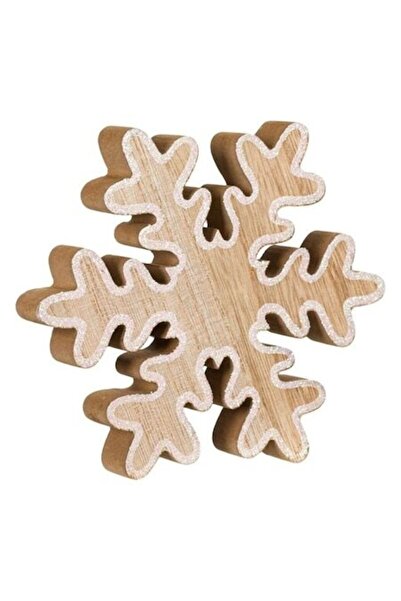 ANTBRO Decorațiune de Crăciun din lemn cu model de fulgi de zăpadă și contur ...