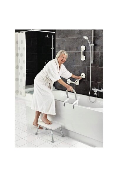 Ridder bath support handle with suction cups, White/Gray