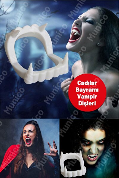 Munico Çift Damak Vampir Dişi Hellowen Beyaz Renkli, Plastik Malzeme Cadılar ...