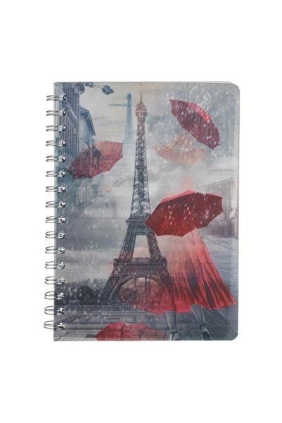 ANTBRO A5 Spiral Notebook - Magic Paris Cover (Grey-Red), 3 Subjects, 96 Sheets