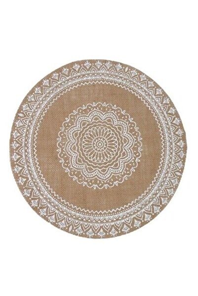 ANTBRO Round Plate Holder in White Jute with Summer Pattern, Ø38 cm - Rustic Accessory for Summer T