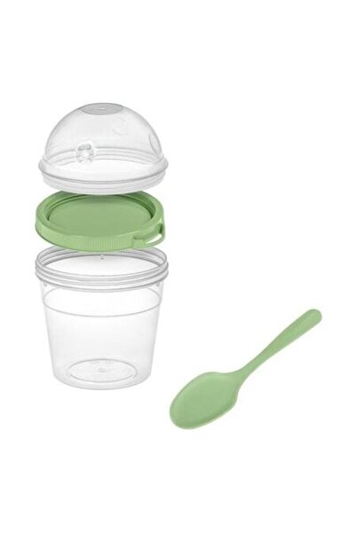 ANTBRO 500 ml take-away plastic container, mint green, integrated spoon
