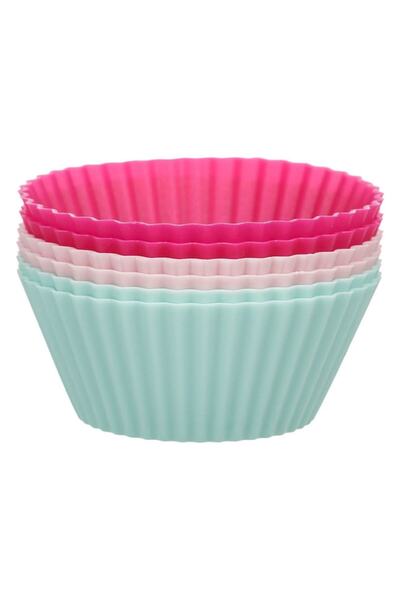 OEM Silicone molds in 3 pastel colors for cupcakes ø7x3cm - 6 pcs