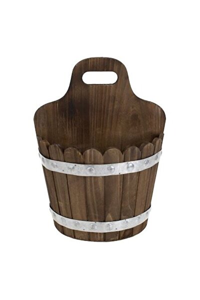 ANTBRO Găleată decorativă din lemn 30×15×40 cm – Ghiveci rustic cu mâner din ...