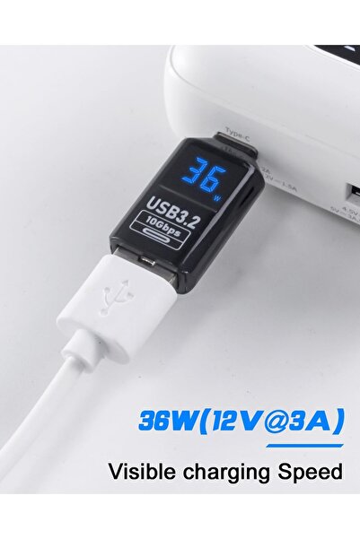 SWIUKPHE USB-C to USB-A Adapter with Digital LED Display - Compatible with iPhone & MacBook