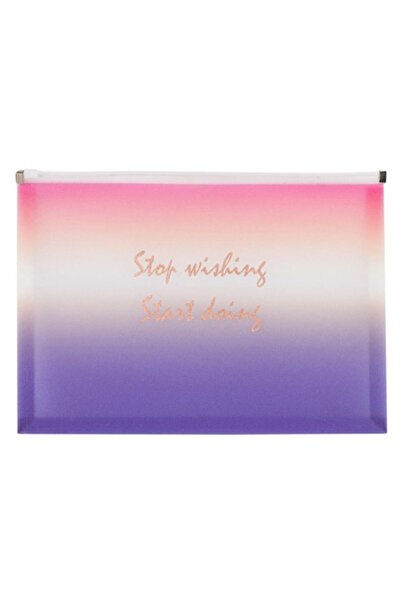 OEM Zip Folder Pink Ombre Gold Print 26x3x14cm