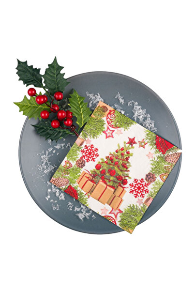 Yenigeldi 1 Pack Christmas Tree Motif Napkin Christmas Christmas Tree Ornaments Snowflake Picture