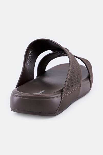 Algspar Men Double Strap Slip On Arabic Sandals, Brown