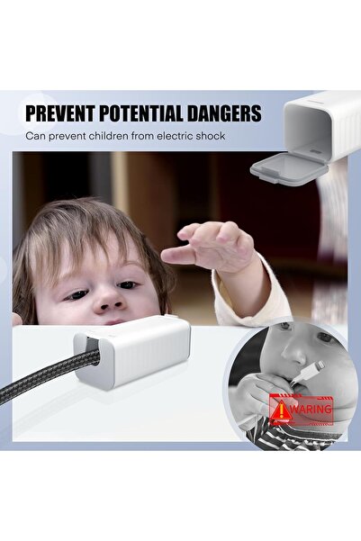 Yelajoy Data Cable Protective Covers Charger Protector - Child Safety (White & Gray, 6 pcs)