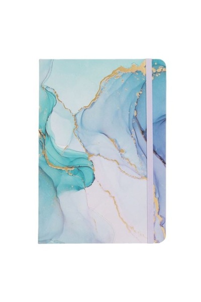 ANTBRO A5 Pink-Turquoise Marble Notebook with Gold Foil, 80 Sheets —