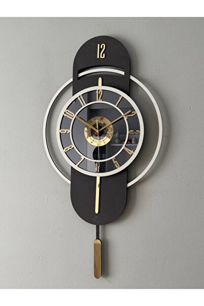 hibiscus Ortası Aynalı Ahşap Duvar Saati – Sessiz Mekanizma, Gold Rakamlı Şık...