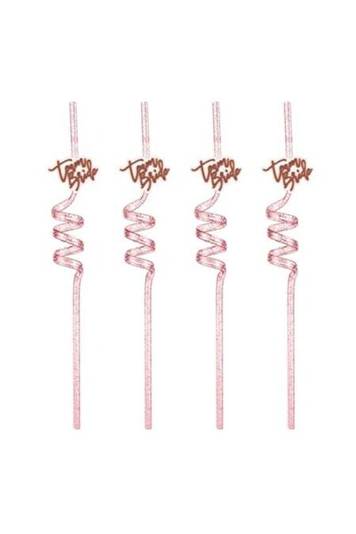 ANTBRO Paie răsucite, reutilizabile, roz, cu sclipici „Echipa Miresei” - 4 bu...