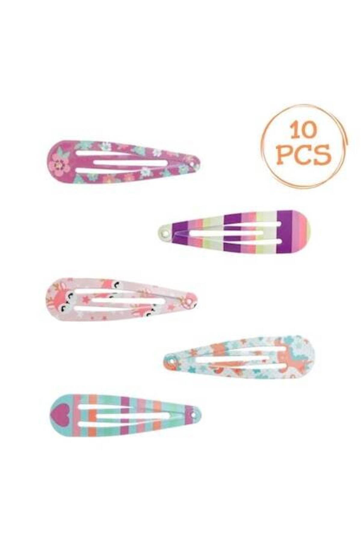 ANTBRO - Set de 10 agrafe metalice pentru fete, colorate cu dungi, flori și a...