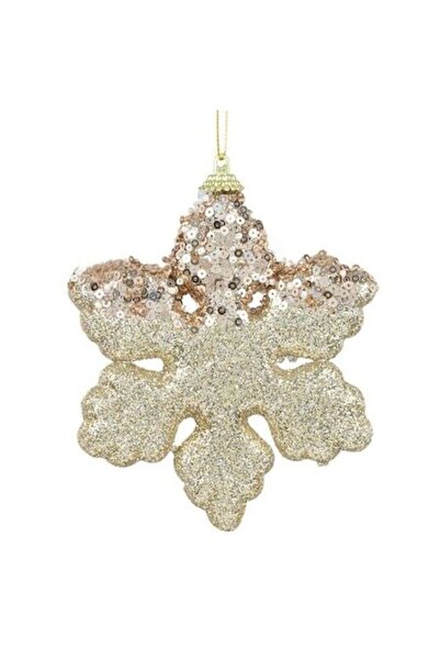 ANTBRO Ornament de Crăciun pentru brad - Fulg de zăpadă din spumă, bej cu pai...