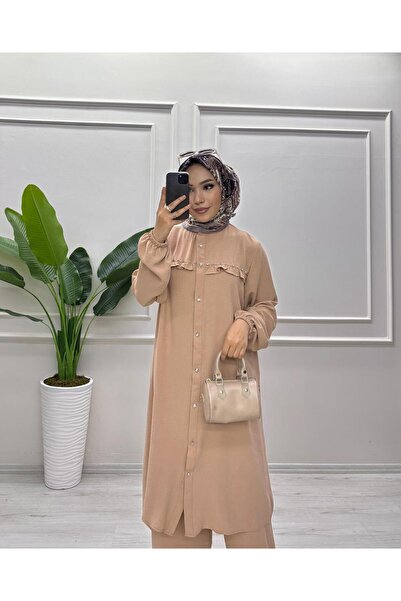 moda acar Frill Front Suit with Stone Details