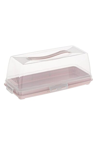 ANTBRO Rectangular Plastic Cake/Loaf Container, BPA Free, Transparent Latch Lid & Handle, 35.5x15x14