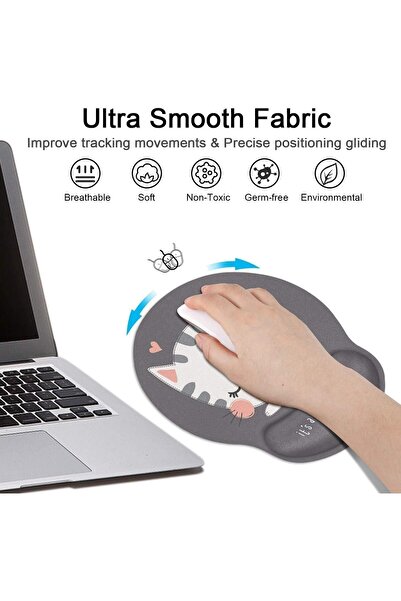 Aputue Comfortable Mouse Pad with Memory Foam Wrist Rest and Non-Slip Polyurethane Base
