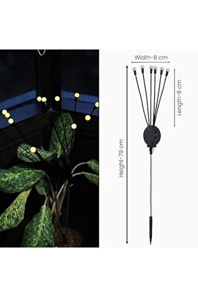 ANTBRO Lampă solară LED alb cald cu 6 becuri – Decorațiune de grădină cu licu...