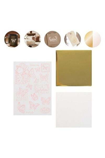 ANTBRO Set de hârtie transfer aurie albă cu autocolante cu fluturi - 3 buc (A...