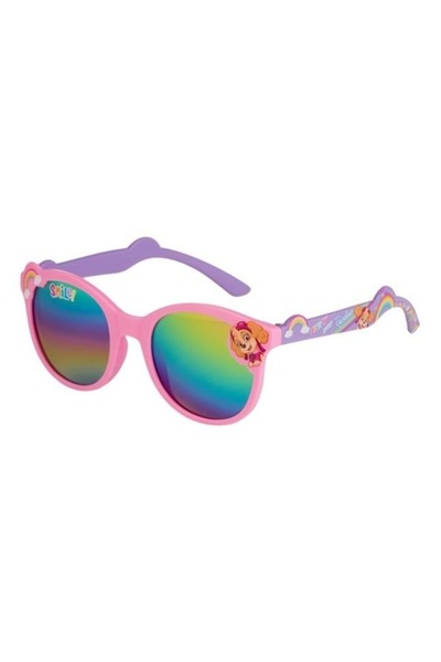 ANTBRO Kids Sunglasses Set - Paw Patrol Rainbow, Pink-Lilac Frame, Mirror Lenses, Matching Case