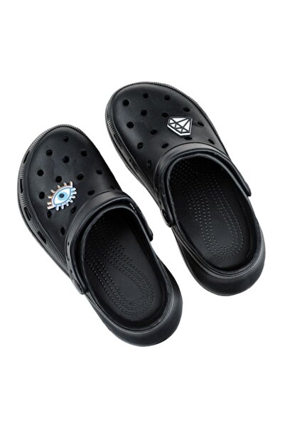 OEM Black Clogs Decorated with Diamond Eye Embellishments - Women's EU 38