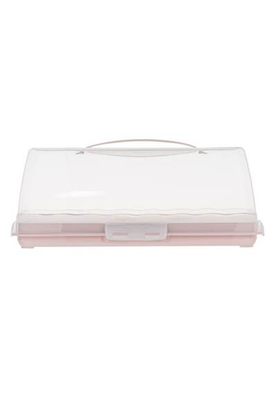 ANTBRO Rectangular Plastic Cake/Loaf Container, BPA Free, Transparent Latch Lid & Handle, 35.5x15x14