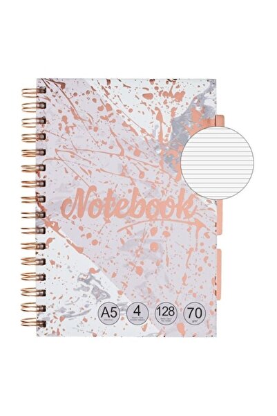 ANTBRO A5 Spiral Notebook - Pink Foil-Pattern Cover - 4-Subject - 128 Sheets