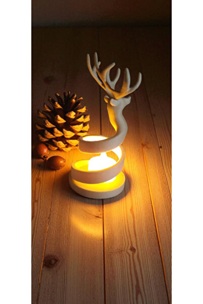 krh 3d print Geyik Figürlü 3D Baskı Dekoratif Mumluk – Loş Işıklı Masa Üstü E...