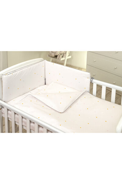 Amy - Lenjerie 3 piese Cu protectie laterala Airy din Bumbac,120x60 cm, Bej