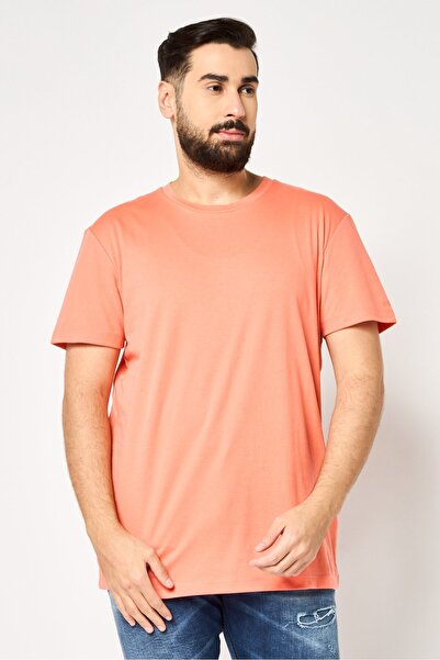 Dkny Men Crew Neck Short Sleeve Plain T-Shirt, Coral