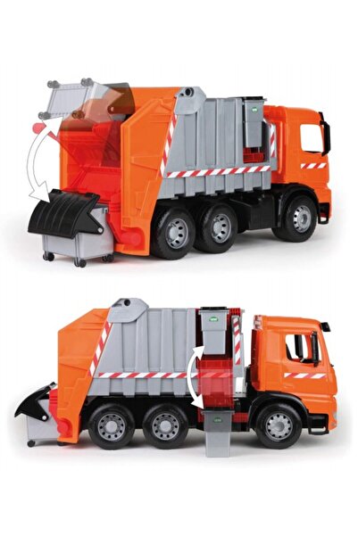 LENA Plastic garbage truck for children licensed Mercedes Benz 74 cm 3 containers included
