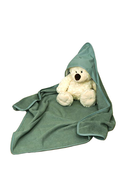 Amy Baby bath towel made of terry Cotton , with hood, Pure Green, 75 x 75 cm
