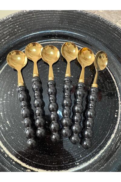 PerottiHome Pearl Colored Beaded Gold Dessert Spoon 6 Pieces
