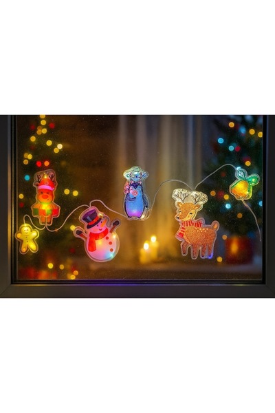OEM Christmas Jelly LED Decorative Window Stickers, Reusable, Battery-powered, No Adhesive, 30 x 13 cm,