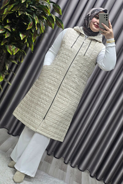 Elmas Tesettür Kadın Giyim Büyük Beden 4031 Kapıtone Dik Cep Yelek